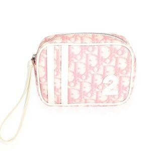 Vintage Dior Trotter pink pouch wristlet (RARE)